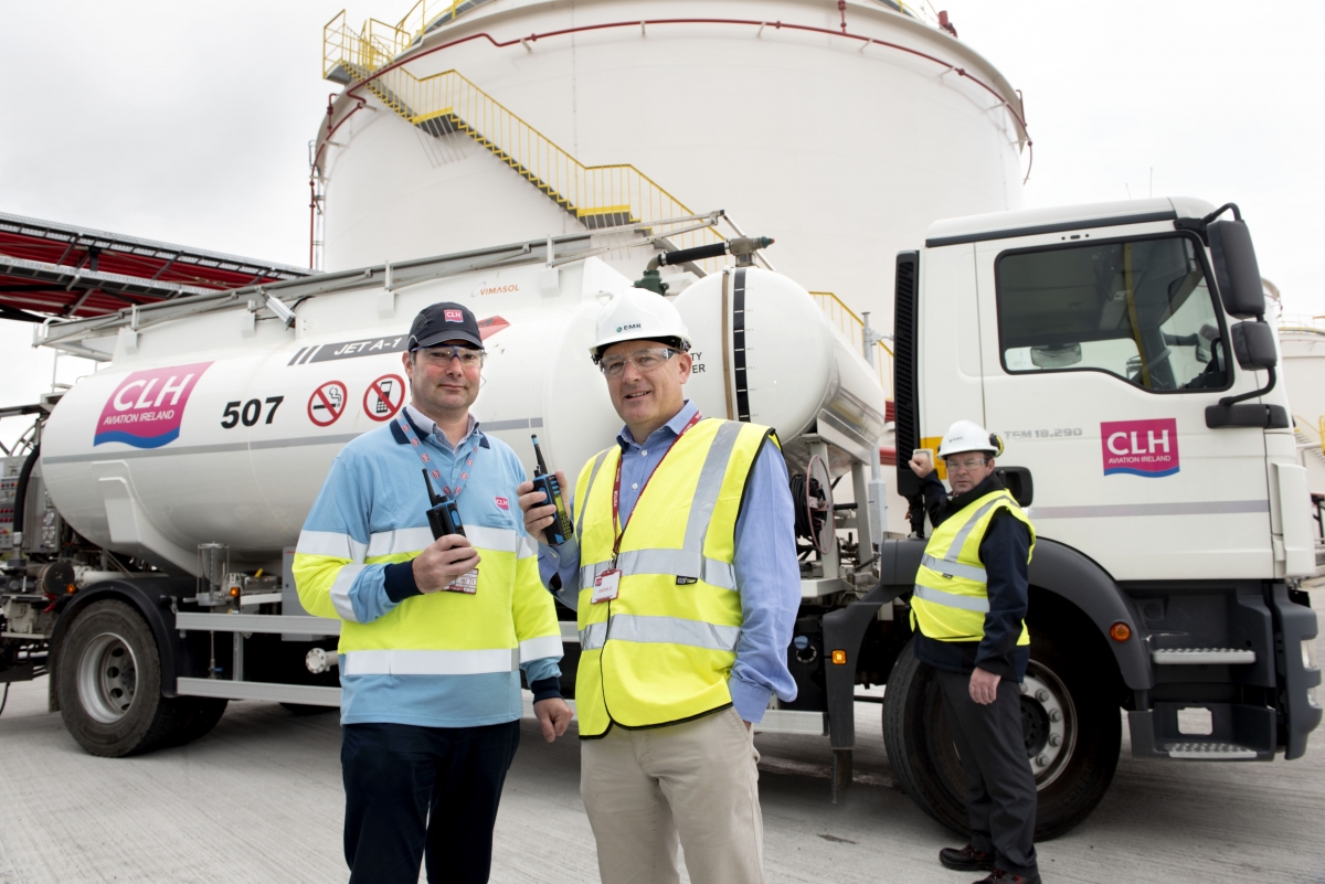 AIRSIDE SAFETY: Pic l-r: Rioch Farrelly, Operations and Quality Engineer, CLH Aviation Ireland, Mark Quinn, Managing Director, EMR and Dean Reardon, Account Manager, EMR